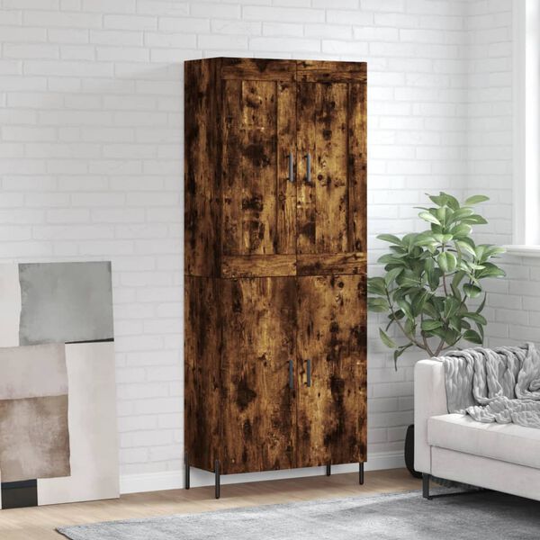 vidaXL Buffet haut Ch&ecirc;ne fum&eacute; 69,5x34x180 cm Bois d'ing&eacute;nierie