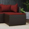 vidaXL Repose-pied de jardin avec coussin marron r&eacute;sine tress&eacute;e
