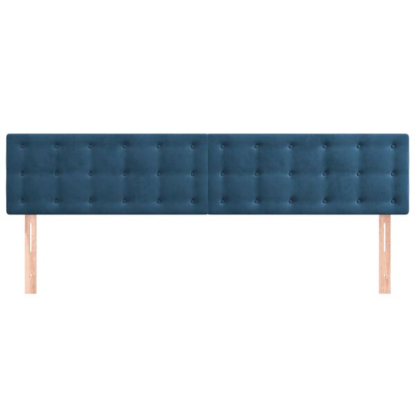vidaXL T&ecirc;tes de lit 2 pcs Bleu fonc&eacute; 90x5x78/88 cm Velours