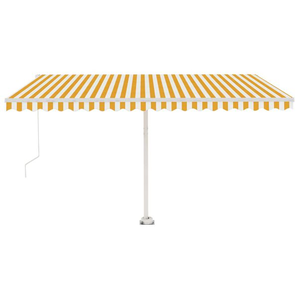vidaXL Auvent manuel r&eacute;tractable sur pied 450x300 cm Jaune et blanc