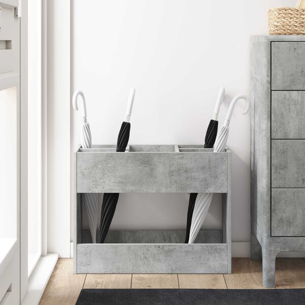vidaXL Porte-parapluie Gris b&eacute;ton 65 x 24 x 50 cm Bois d'ing&eacute;nierie