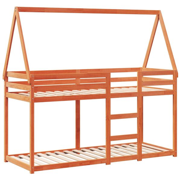 vidaXL Lit superpos&eacute; sans matelas cire marron 90x190 cm pin massif