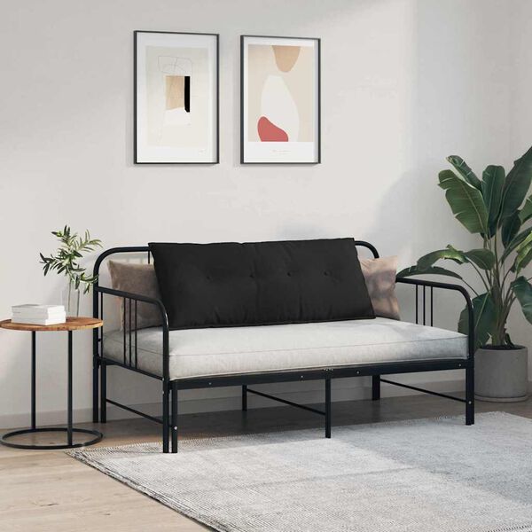 vidaXL Coussin de Dos Noir 120 x 50 cm Tissu en microfibre