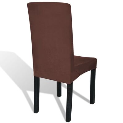 vidaXL Housse de chaise droite extensible 4 pcs marron