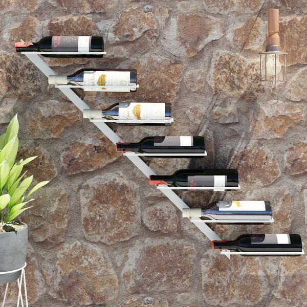 vidaXL Casier &agrave; vin mural pour 7 bouteilles Blanc Fer