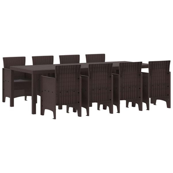 vidaXL Ensemble de salle &agrave; manger pour jardin 9 pcs Marron
