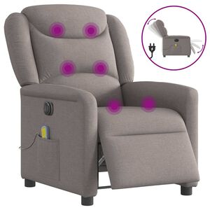 vidaXL Fauteuil de massage inclinable &eacute;lectrique Taupe Tissu