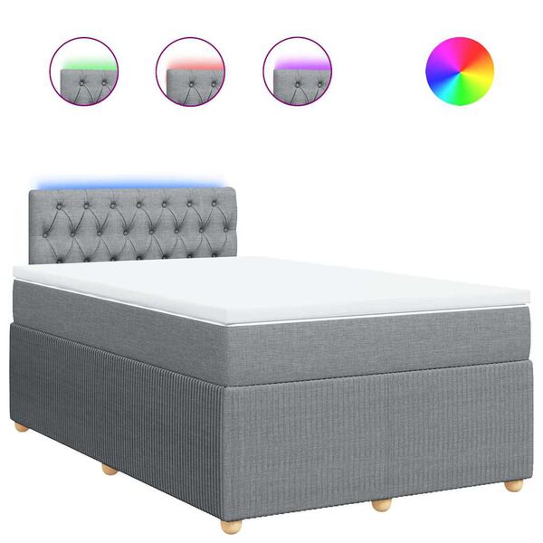 vidaXL Sommier &agrave; lattes de lit et matelas gris clair 120x190 cm tissu