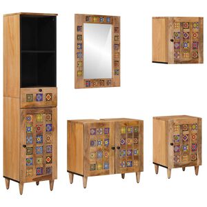 vidaXL Ensemble de mobilier de salle de bain avec tiroir 5 pcs Naturel