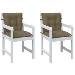 vidaXL Coussins de chaise &agrave; dossier bas lot de 2 taupe m&eacute;lang&eacute; tissu