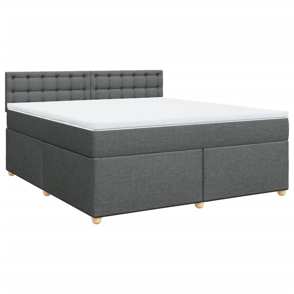 vidaXL Sommier &agrave; lattes de lit avec matelas Gris fonc&eacute; 180x200cm Tissu