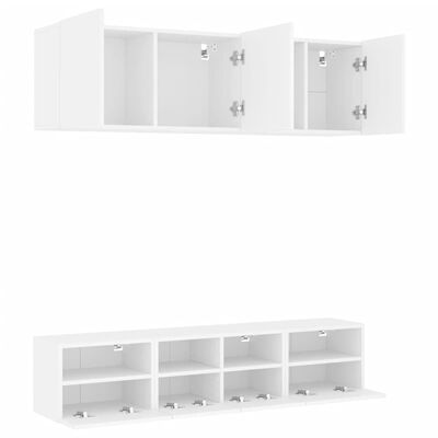 vidaXL Unités murales TV 5 pcs blanc bois d'ingénierie