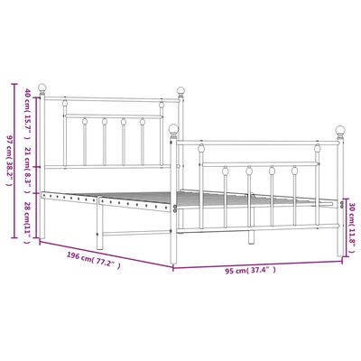 vidaXL Cadre de lit métal sans matelas avec pied de lit noir 90x190 cm