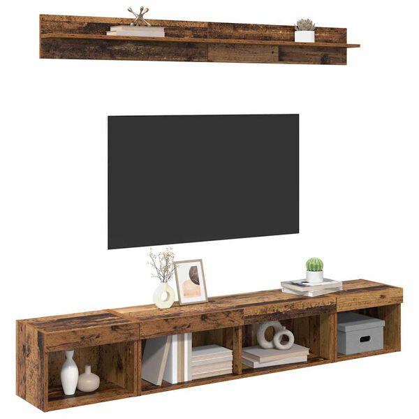 vidaXL Ensemble de meuble TV mural 5 pcs Bois ancien Bois d'ing&eacute;nierie