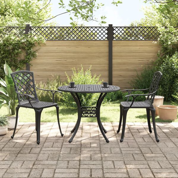 vidaXL Ensemble de bistro 3 pcs noir aluminium coul&eacute;