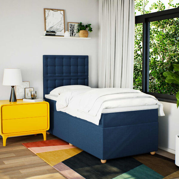 vidaXL Sommier &agrave; lattes de lit avec matelas Bleu 80x200 cm Tissu