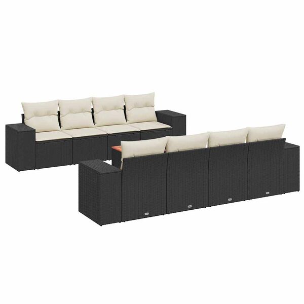 vidaXL Salon de jardin 9 pcs avec coussins noir r&eacute;sine tress&eacute;e
