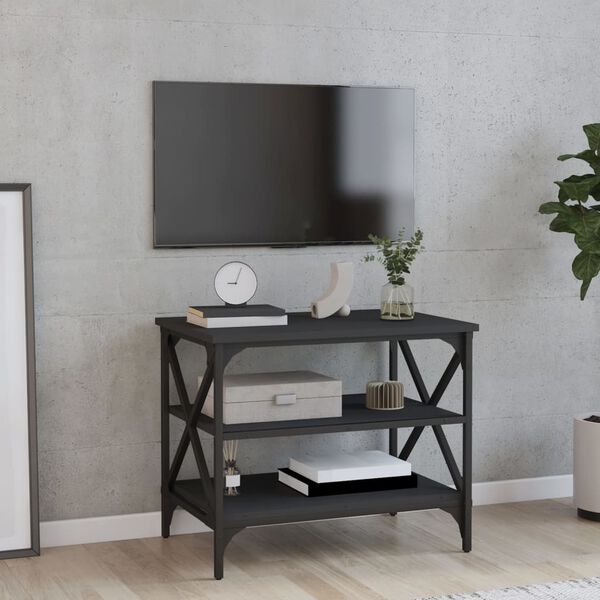 vidaXL Meuble TV Noir 60x40x50 cm Bois d'ing&eacute;nierie