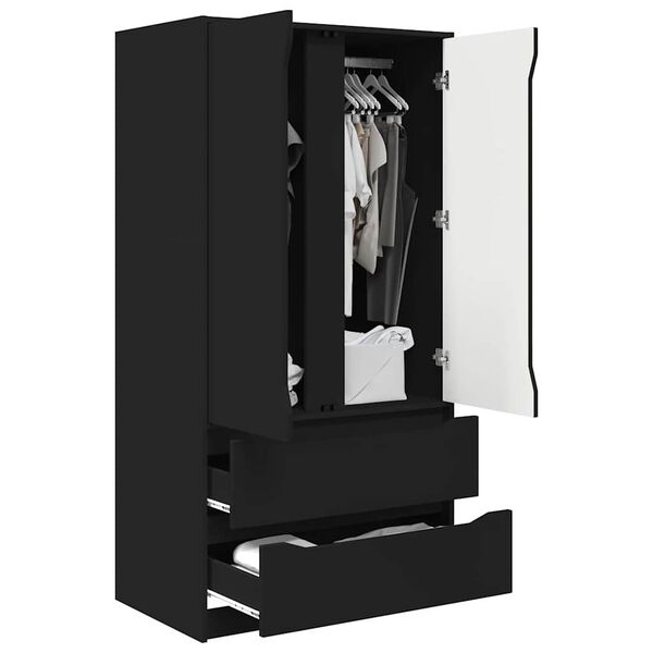 vidaXL Armoire avec tiroir Noir 79,5 x 49 x 156 cm Bois d&rsquo;ing&eacute;nierie