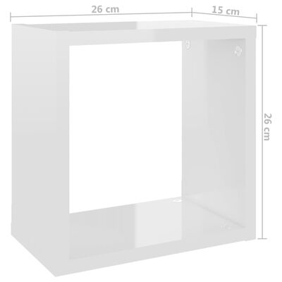 vidaXL Étagères cube murales 2 pcs Blanc brillant 26x15x26 cm