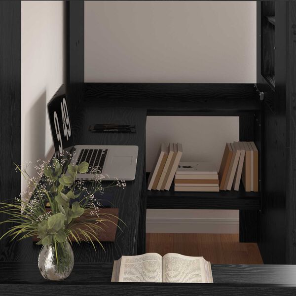 vidaXL Cadre de lit superpos&eacute; avec bureau Ch&ecirc;ne noir 90 x 190 cm
