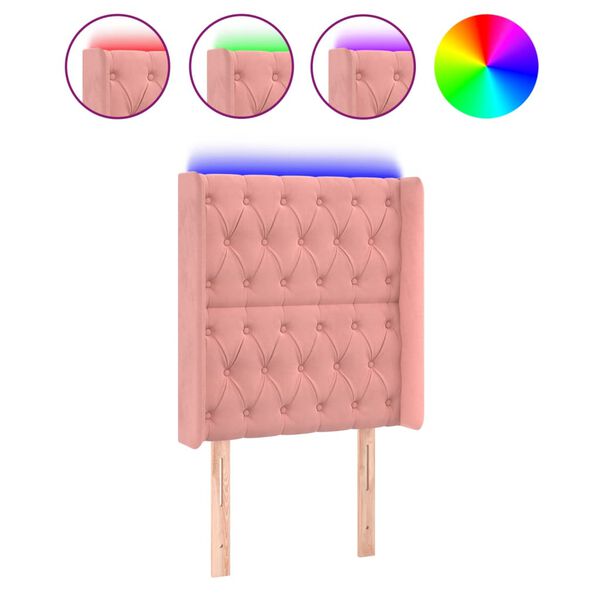 vidaXL T&ecirc;te de lit &agrave; LED Rose 83x16x118/128 cm Velours