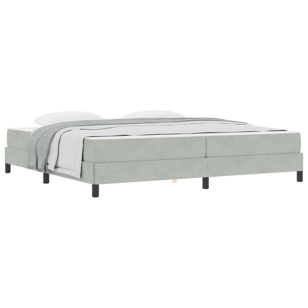 vidaXL Lit &agrave; ressorts avec matelas Gris clair 200 x 200 cm tissu
