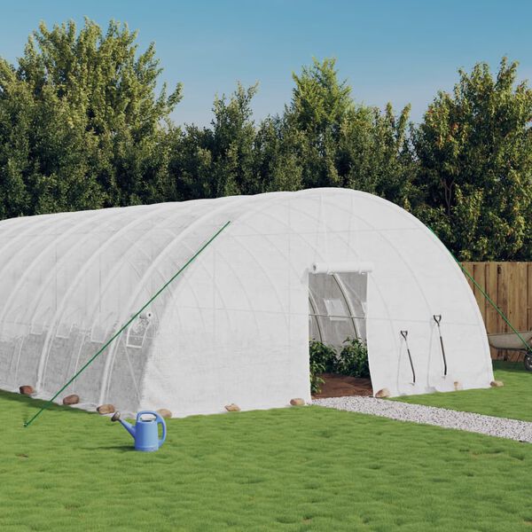 vidaXL Serre avec cadre en acier blanc 36 m&sup2; 6x6x2,85 m