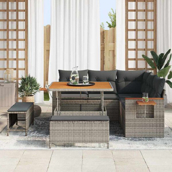 vidaXL Ensemble de canap&eacute; de jardin avec coussin 8 pcs Gris