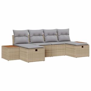 vidaXL Ensemble de canap&eacute; de jardin 6 pc Beige polyrotin