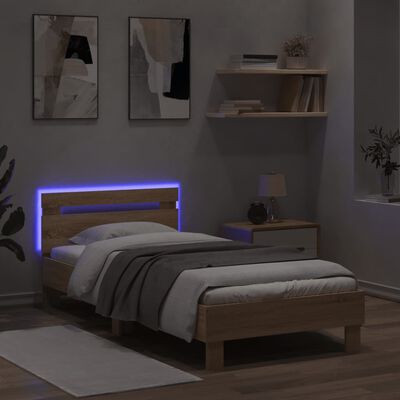 vidaXL Cadre de lit sans matelas avec lumières LED 90x200 cm