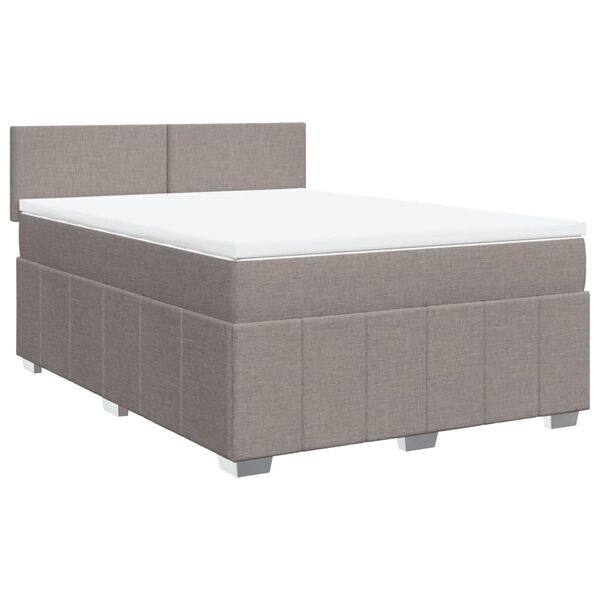 vidaXL Sommier &agrave; lattes de lit avec matelas Taupe 140x190 cm Tissu