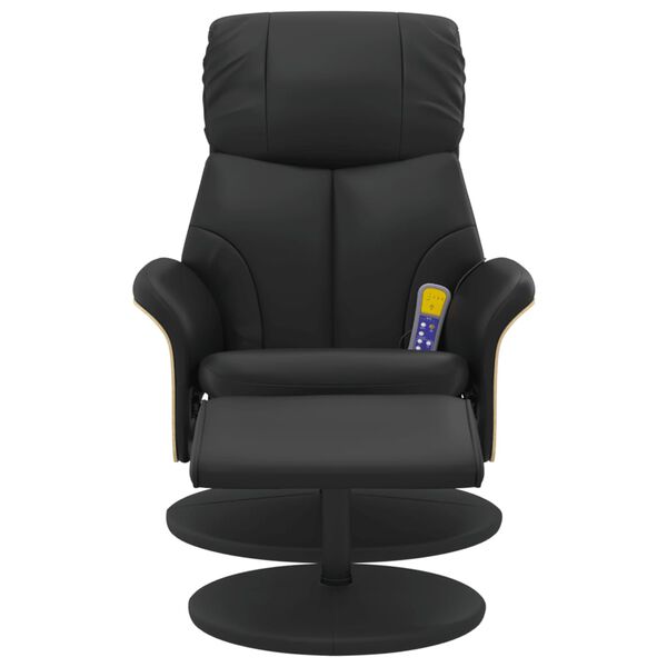 vidaXL Fauteuil inclinable de massage avec repose-pied noir similicuir