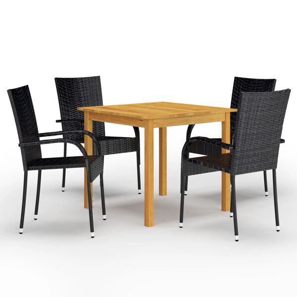 vidaXL Ensemble &agrave; manger de jardin 5 pcs Noir
