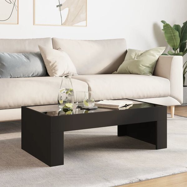 vidaXL Table basse avec LED infini noir 90x50x30 cm