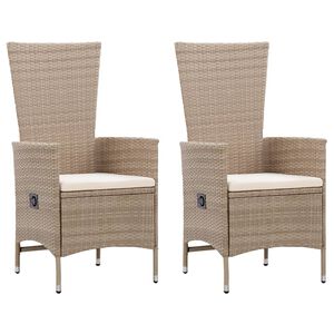 vidaXL Chaises d'ext&eacute;rieur lot de 2 avec coussins R&eacute;sine tress&eacute;e Beige