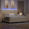 vidaXL Lit &agrave; ressorts avec matelas Cr&egrave;me 200 x 200 cm tissu
