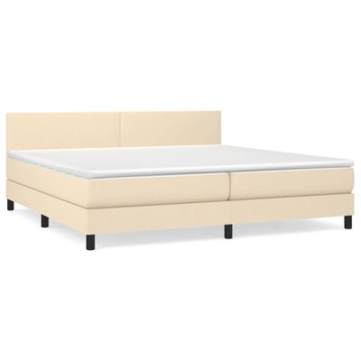 vidaXL Sommier à lattes de lit avec matelas Crème 200x200 cm Tissu