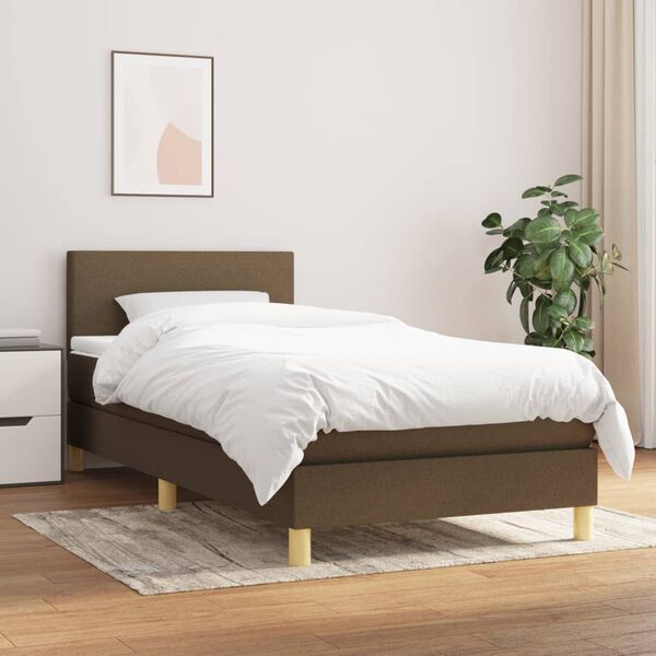 vidaXL Sommier &agrave; lattes de lit avec matelas Marron fonc&eacute; 100x200 cm