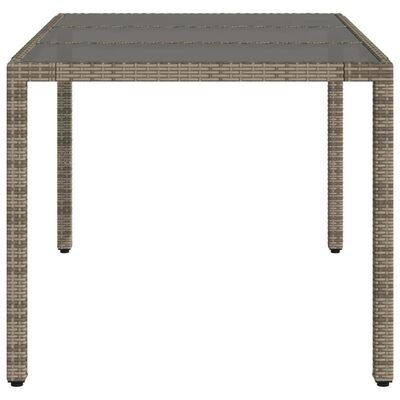 vidaXL Table de jardin dessus en verre Gris 150x90x75cm Résine tressée