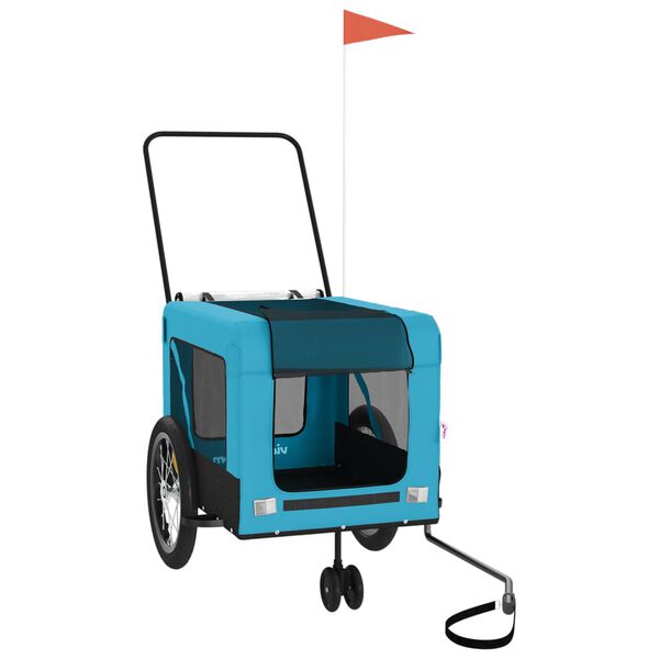 vidaXL Remorque de v&eacute;lo pour animaux de compagnie bleu et noir