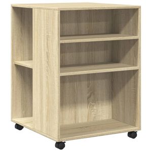 vidaXL Table d'appoint avec roues ch&ecirc;ne sonoma bois d'ing&eacute;nierie