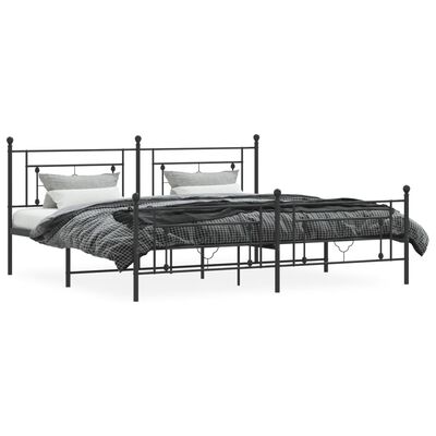 vidaXL Cadre de lit métal sans matelas avec pied de lit noir 193x203cm