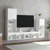 vidaXL Unit&eacute;s murales TV avec LED 4 pcs blanc bois d'ing&eacute;nierie