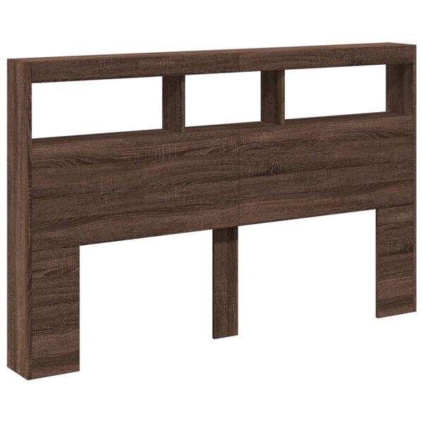 vidaXL Armoire t&ecirc;te de lit avec LED ch&ecirc;ne marron 160x17x102 cm