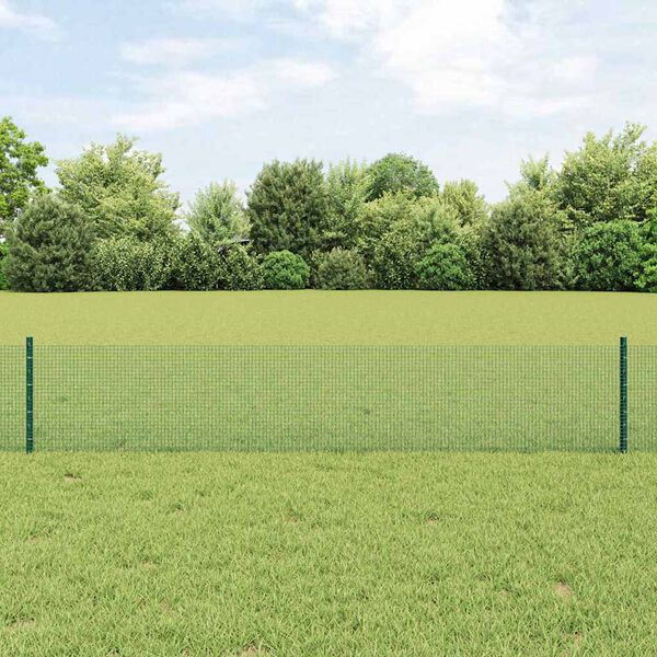 vidaXL Cl&ocirc;ture avec poteau Vert 0,4 x 10 m Acier et PVC