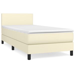 vidaXL Sommier &agrave; lattes de lit avec matelas Cr&egrave;me 100x200cm Similicuir