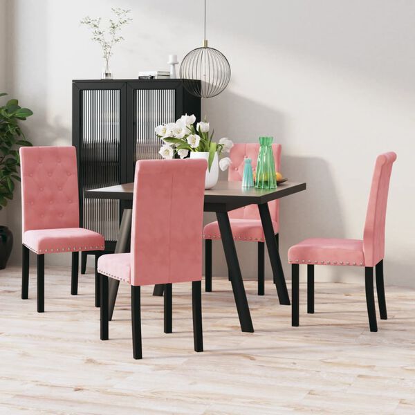 vidaXL Chaises &agrave; manger lot de 4 rose velours