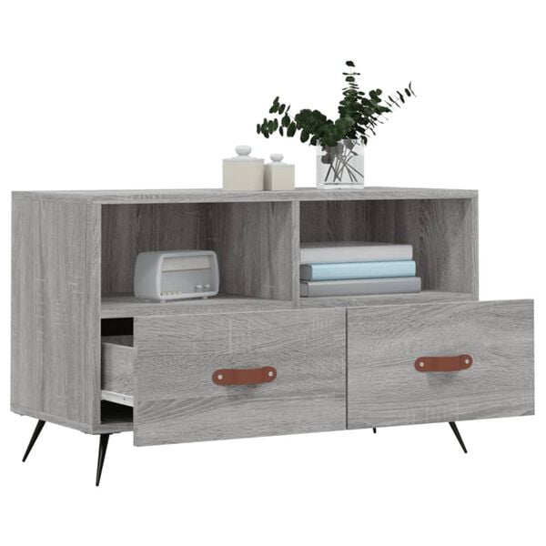 vidaXL Meuble TV Sonoma gris 80x36x50 cm Bois d'ing&eacute;nierie