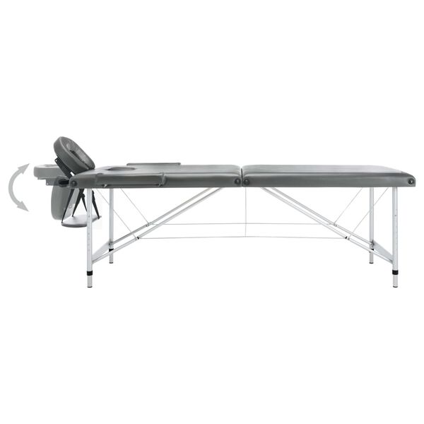 vidaXL Table de massage 2 zones Cadre en aluminium Anthracite 186x68cm